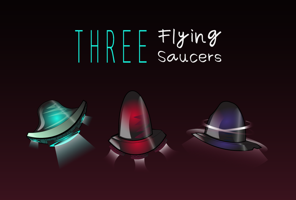 Graphic Three Flying Saucers Game Sprites